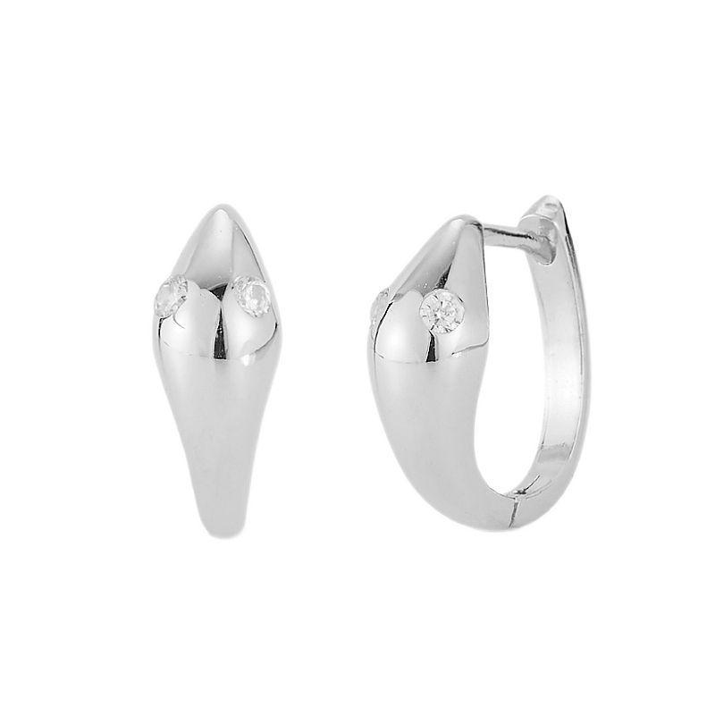 Sunkissed Sterling Snake Cubic Zirconia Hoop Earrings, Womens, Silver Tone Product Image