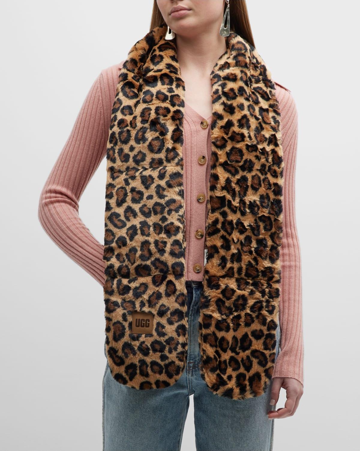 Leopard-Print Faux Fur Scarf Product Image