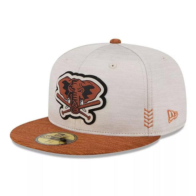 Mens New Era Stone/Brown Oakland Athletics 2024 Clubhouse 59FIFTY Fitted Hat Product Image