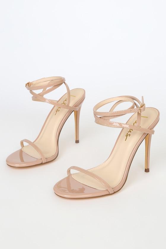 Sydd Light Nude Patent Ankle Wrap High Heel Sandals Product Image