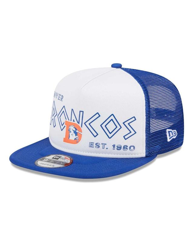 Mens New Era White Denver Broncos Gridiron Classics Banger 9FIFTY Trucker Snapback Hat - White Product Image