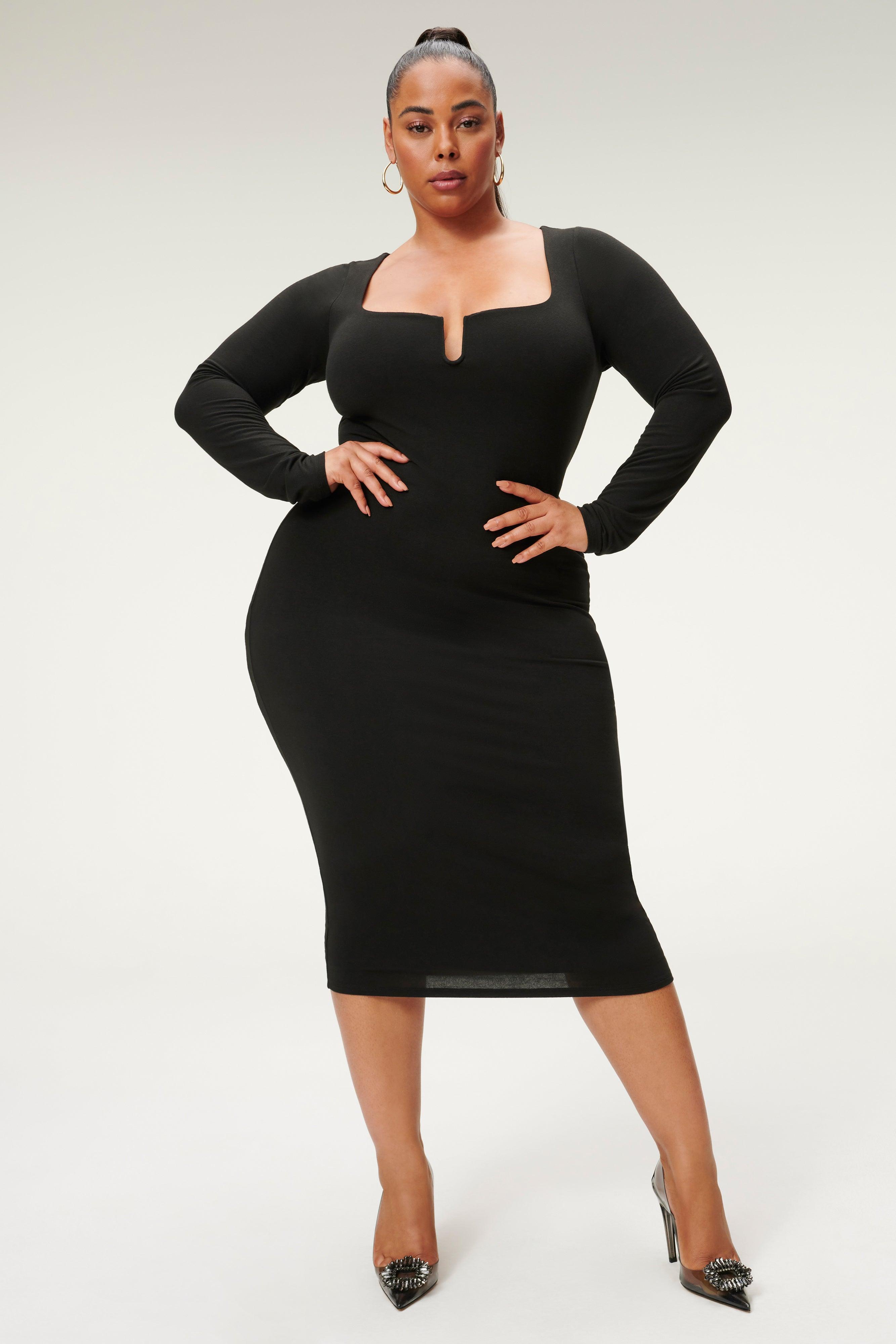 U RING MIDI DRESS | BLACK001 Product Image