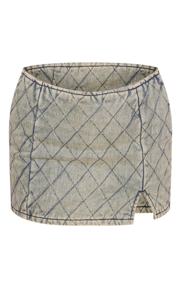 Vintage Wash Quilted Denim Mini Skirt Product Image