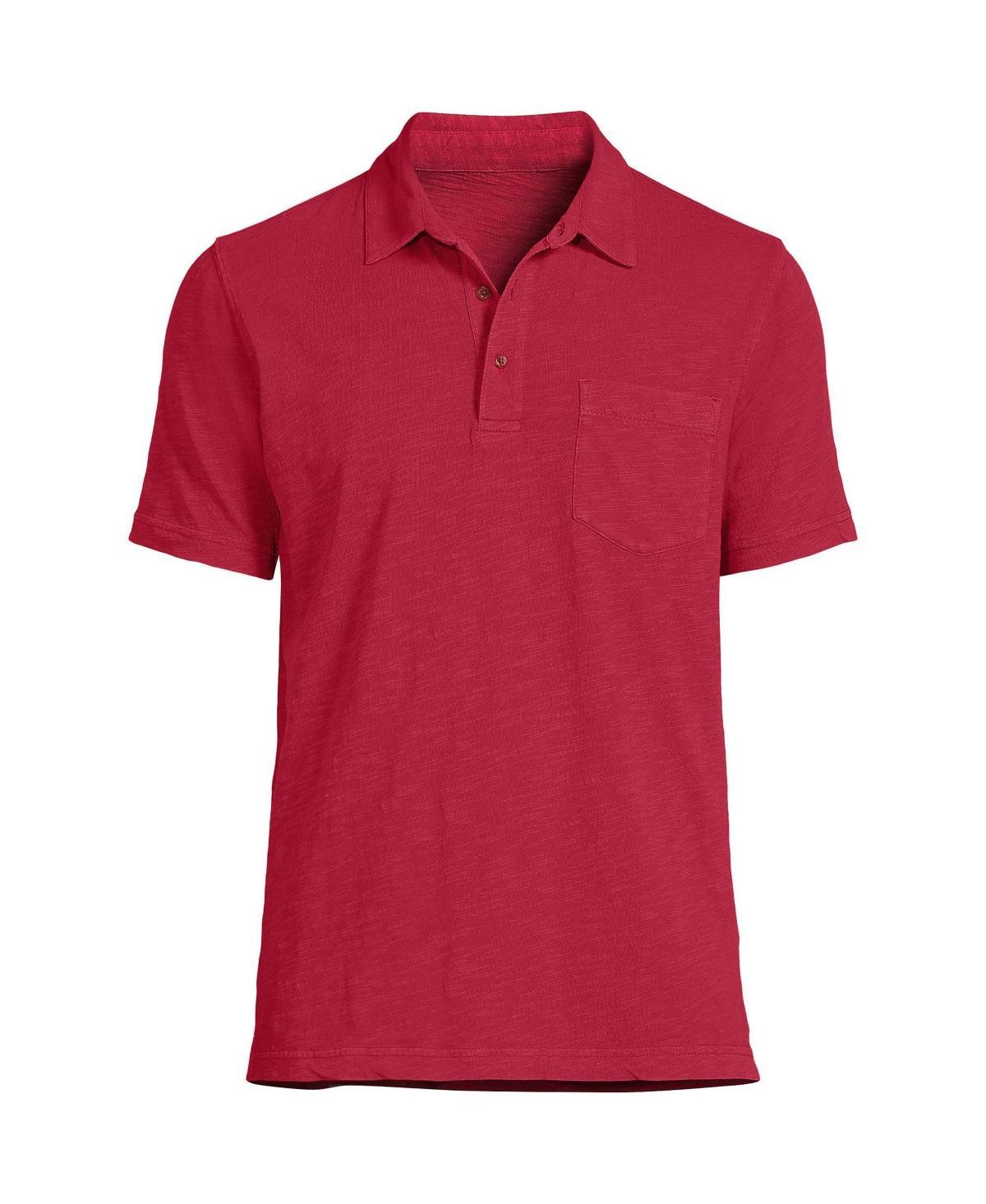 Mens Lands End Slub Pocket Polo Dark Blue Product Image