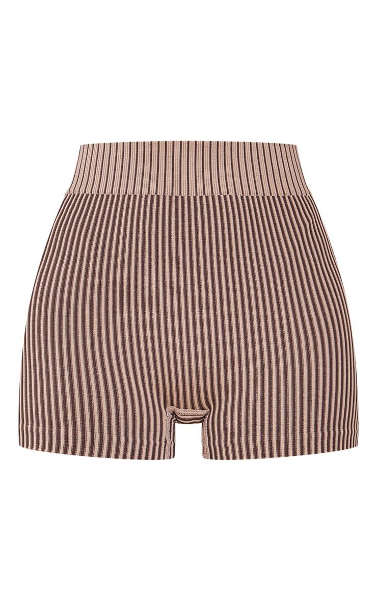 Brown Contour Contrast Rib Hot Pants Product Image