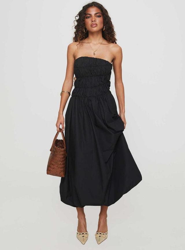 Brydie Bubble Hem Midi Dress Black Product Image