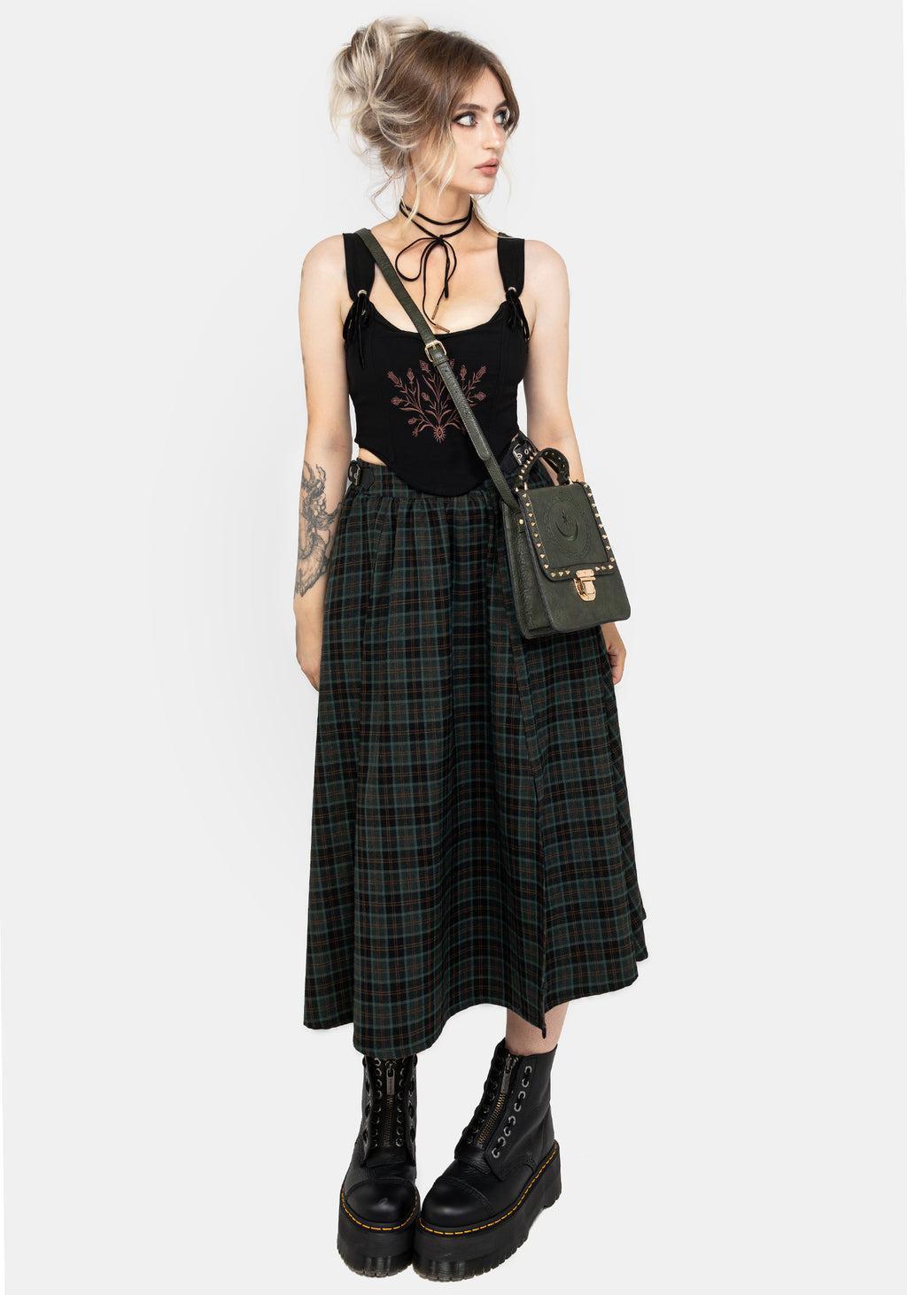 Nightingale Buckled Check Midi Skirt Product Image