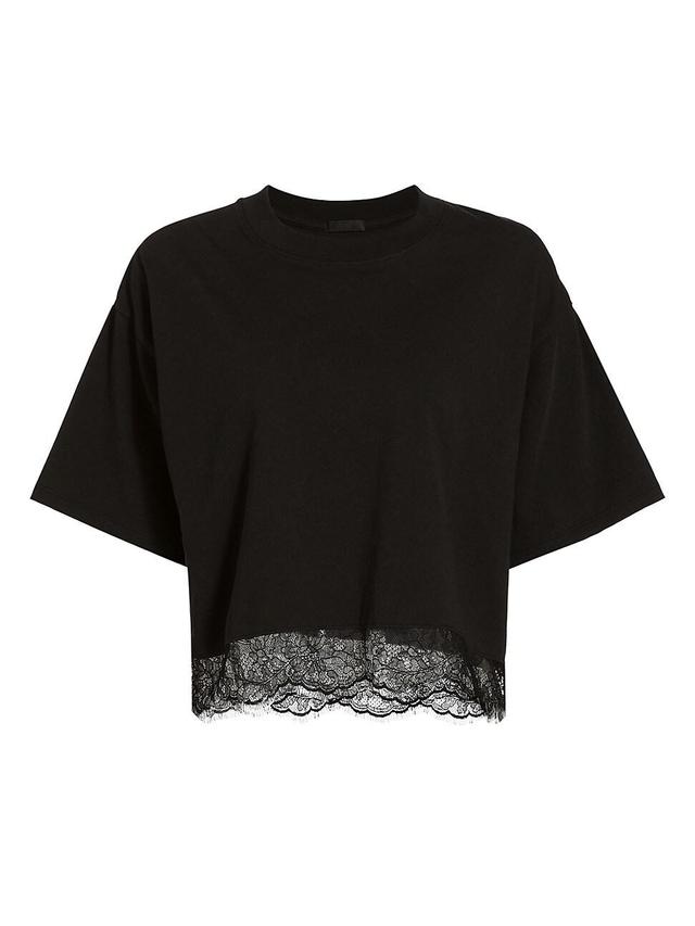 Womens Lace-Hem Cropped T-Shirt Product Image