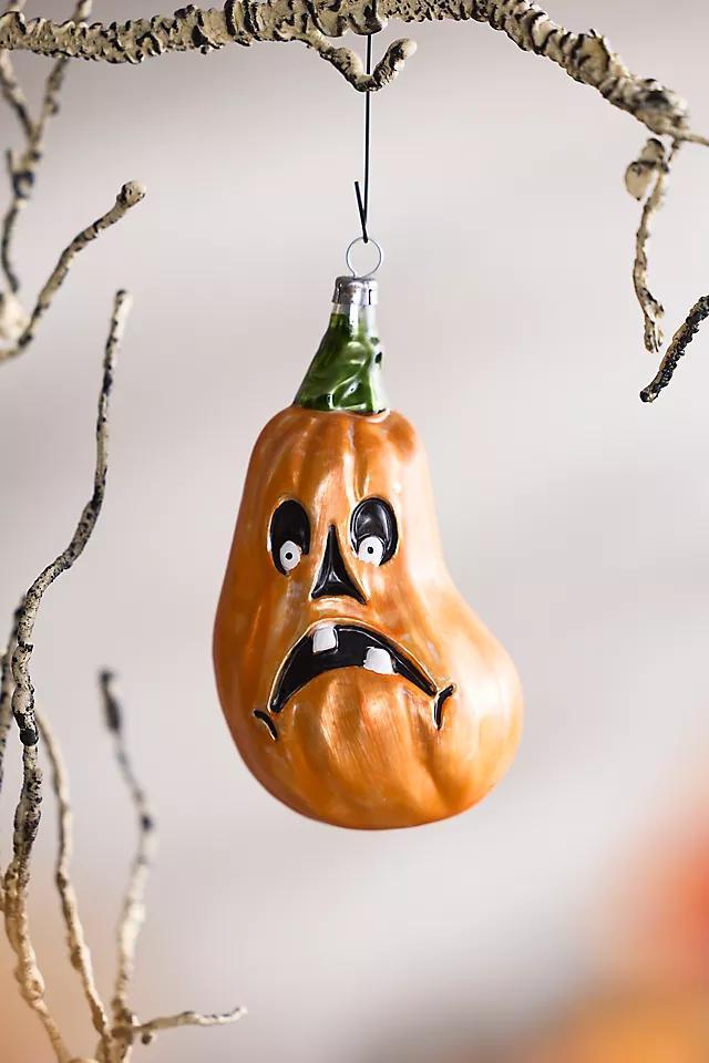 Pumpkin Face Glass Ornament, Long Product Image