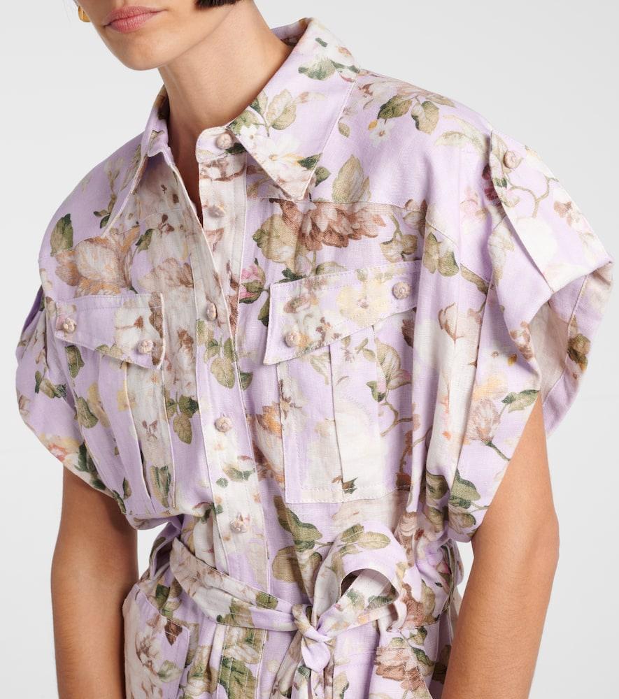 ZIMMERMANN Acacia Floral Linen Playsuit In Purple Product Image