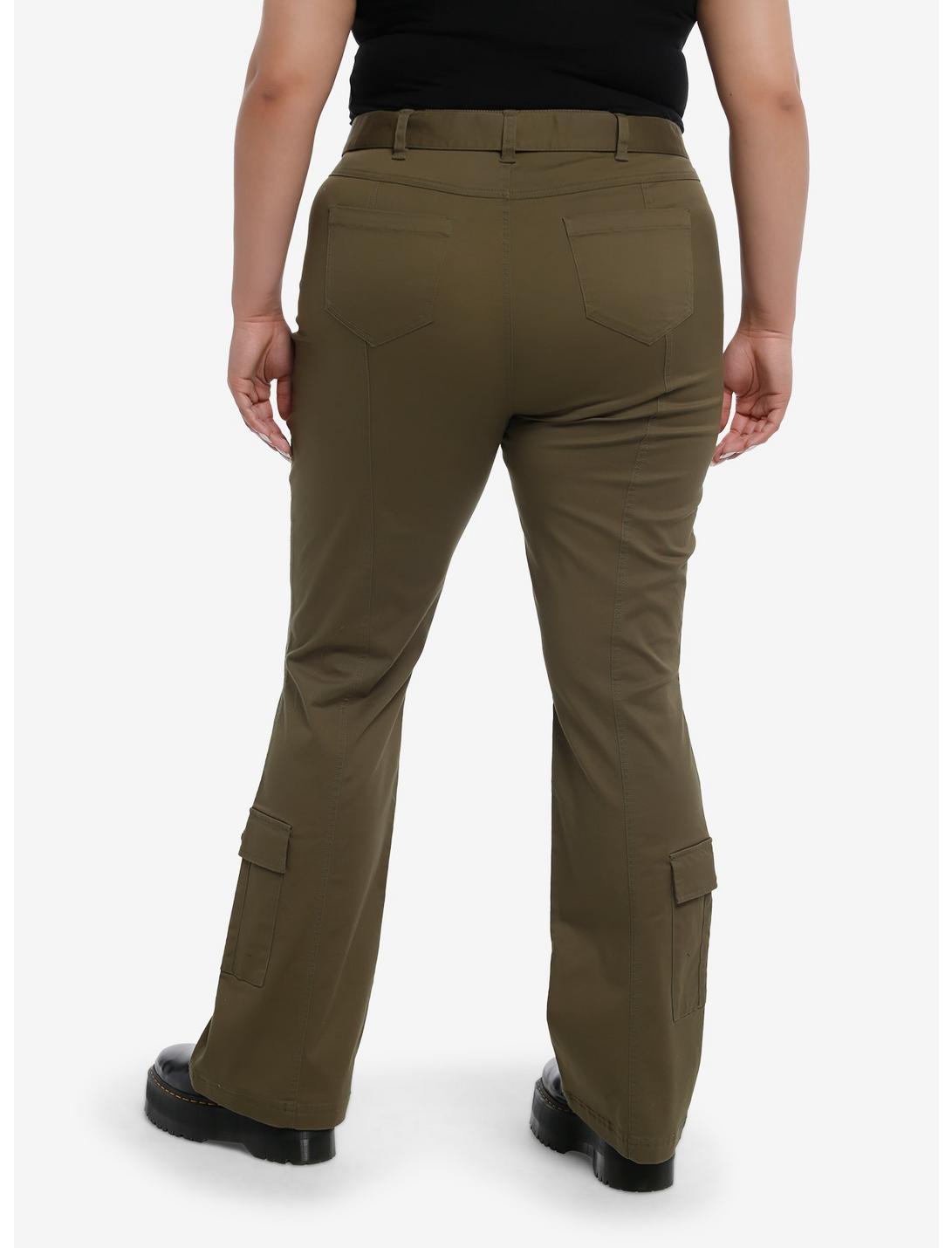 Social Collision® Army Green Double Belt Carpenter Pants Plus Size Product Image