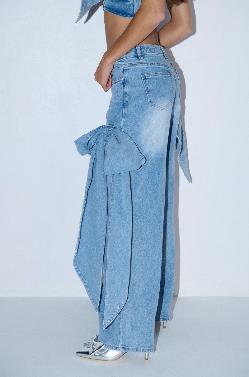 AVIVA BOW DETAIL WIDE LEG JEAN Product Image