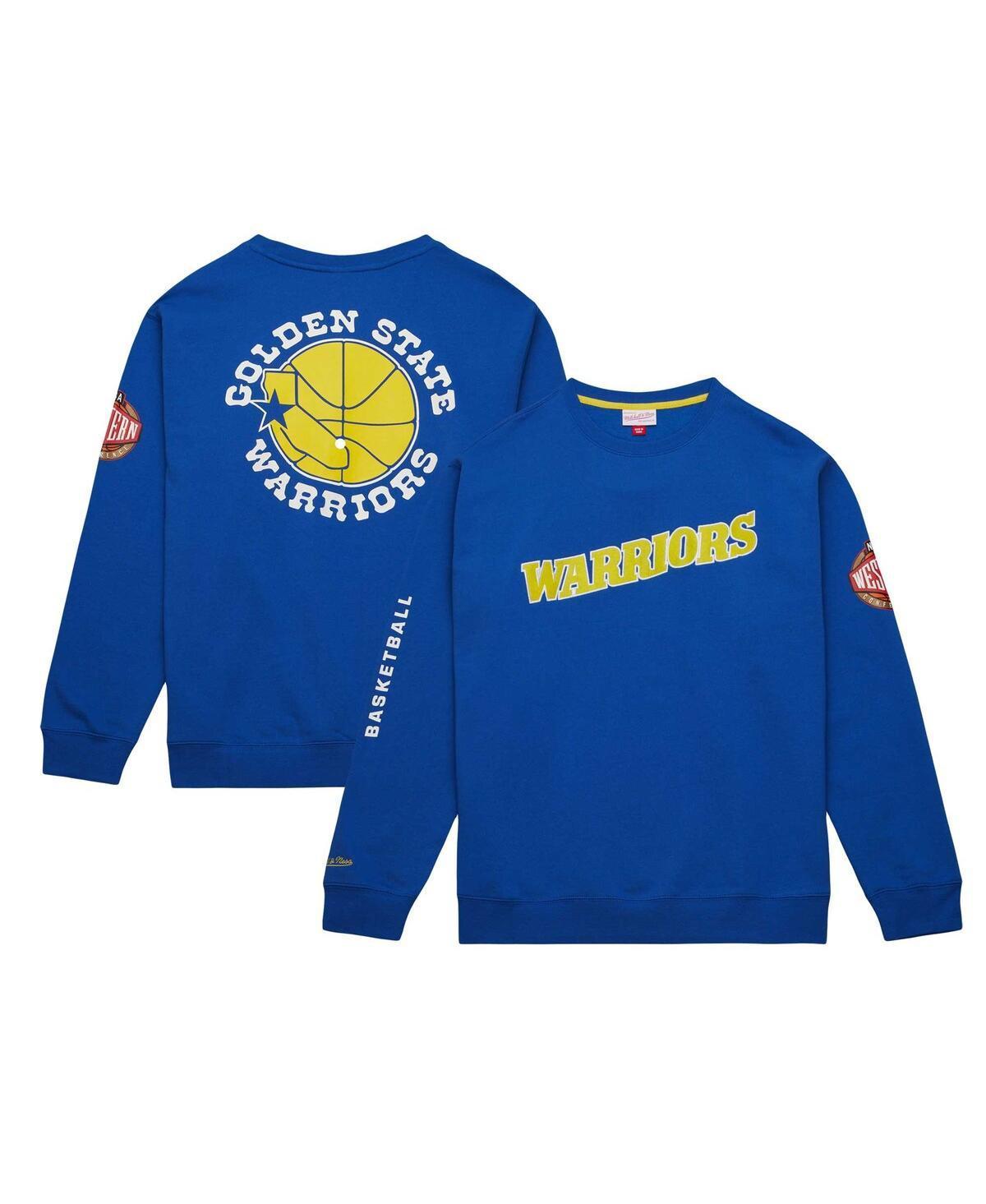 Mens Mitchell & Ness Royal Golden State Warriors Hardwood Classics There and Back Pullover Sweatshirt Product Image