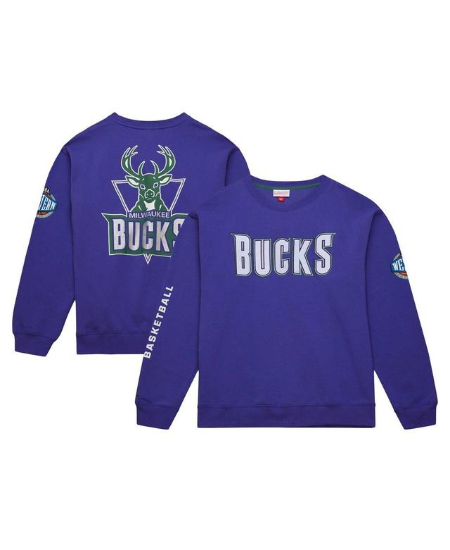 Mens Mitchell & Ness Purple Milwaukee Bucks Hardwood Classics There and Back Pullover Sweatshirt Product Image