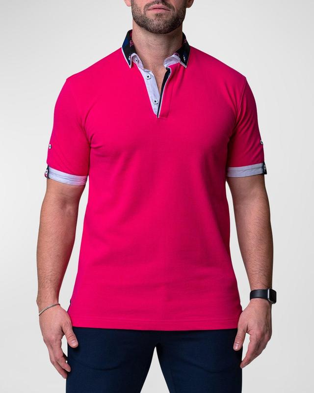 Maceoo Mozartsolidskull Fuchsia Piqu Button-Down Polo Product Image