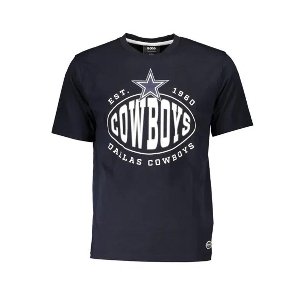 HUGO BOSS Elegant Crew Neck Printed Logo Tee In Blue product image