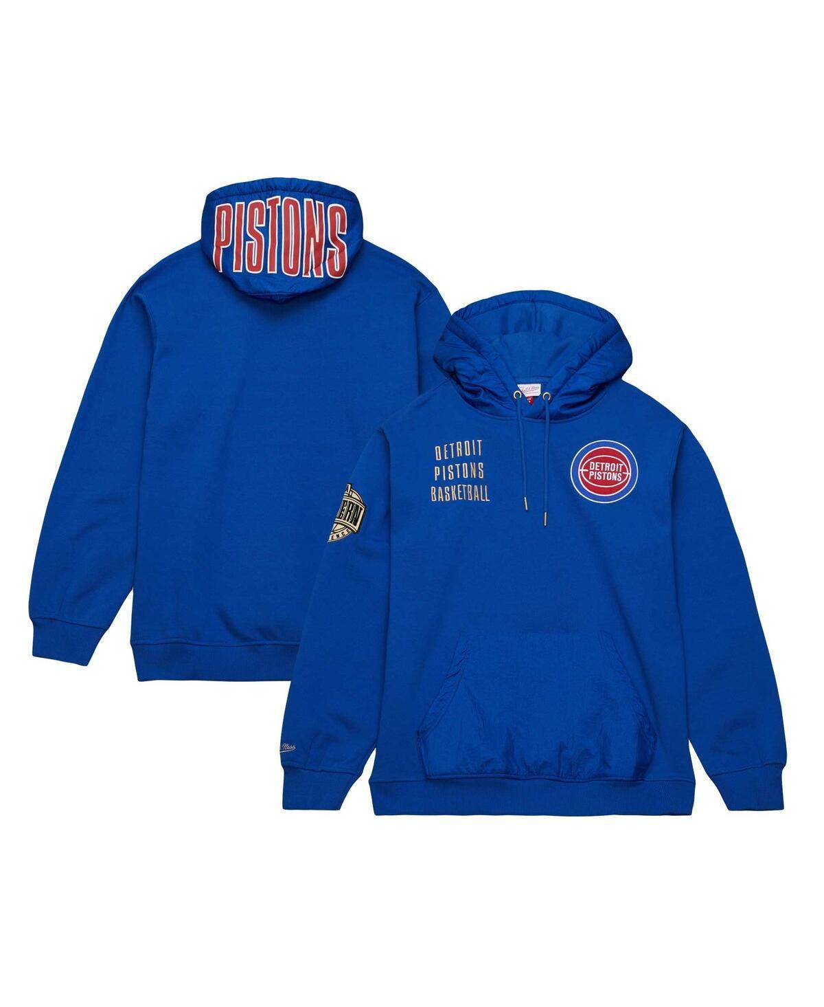 Mens Mitchell & Ness Blue Detroit Pistons Team OG 2.0 Vintage Logo Fleece Pullover Hoodie Product Image