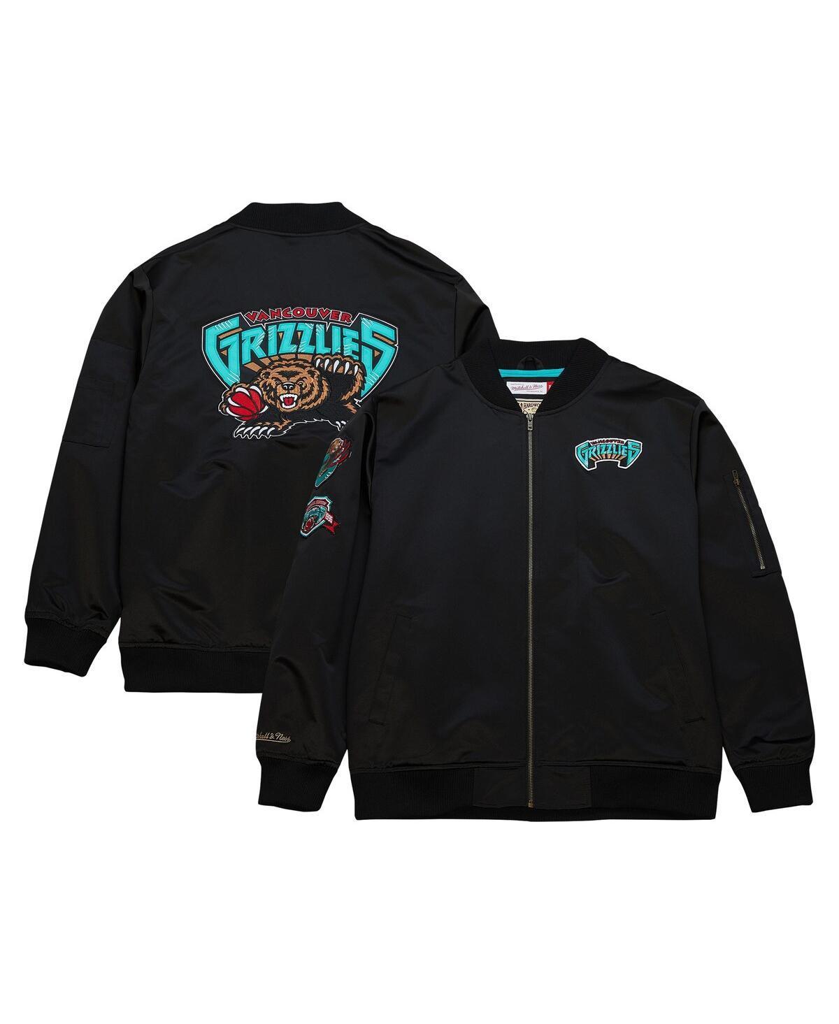 Mens Mitchell & Ness Black Vancouver Grizzlies Hardwood Classics Vintage Logo Full-Zip Bomber Jacket Product Image