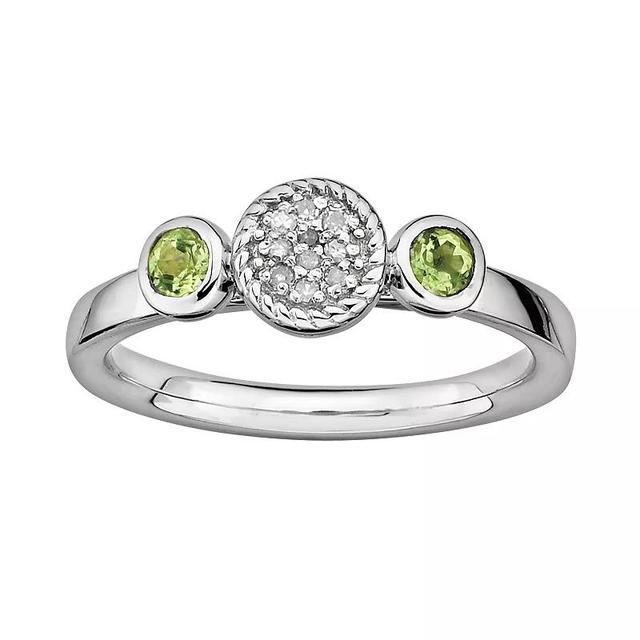 Stacks & Stones Sterling Sterling Silver Peridot & Diamond Accent Stack Ring, Womens Grey Product Image