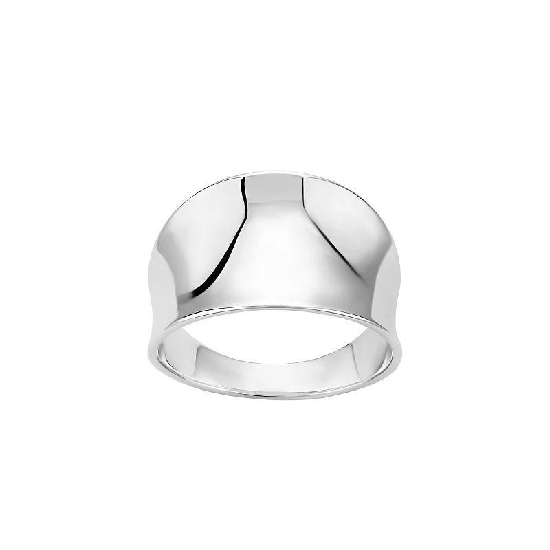 PRIMROSE Fine Silver Plated Polished Concave Band Ring, Womens Silvertone Product Image