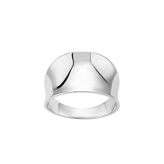 PRIMROSE Fine Silver Plated Polished Concave Band Ring, Womens Silvertone Product Image