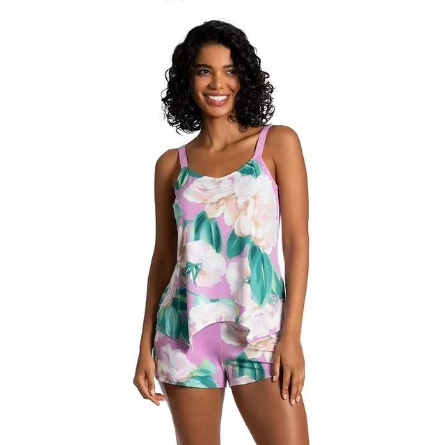 Womens Lilac+London Floral Print Drapey Camisole & Shorts Pajama Set Product Image