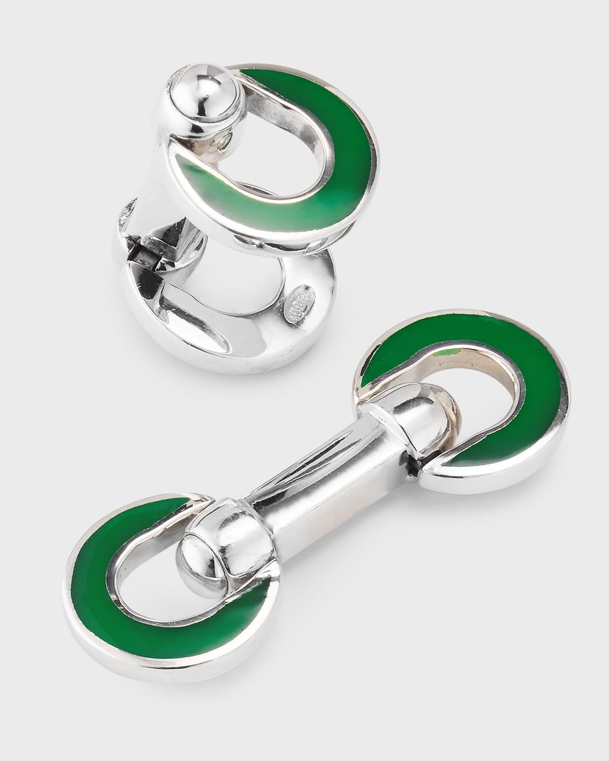 Mens Horseshoe Enamel Flip Cufflinks Product Image