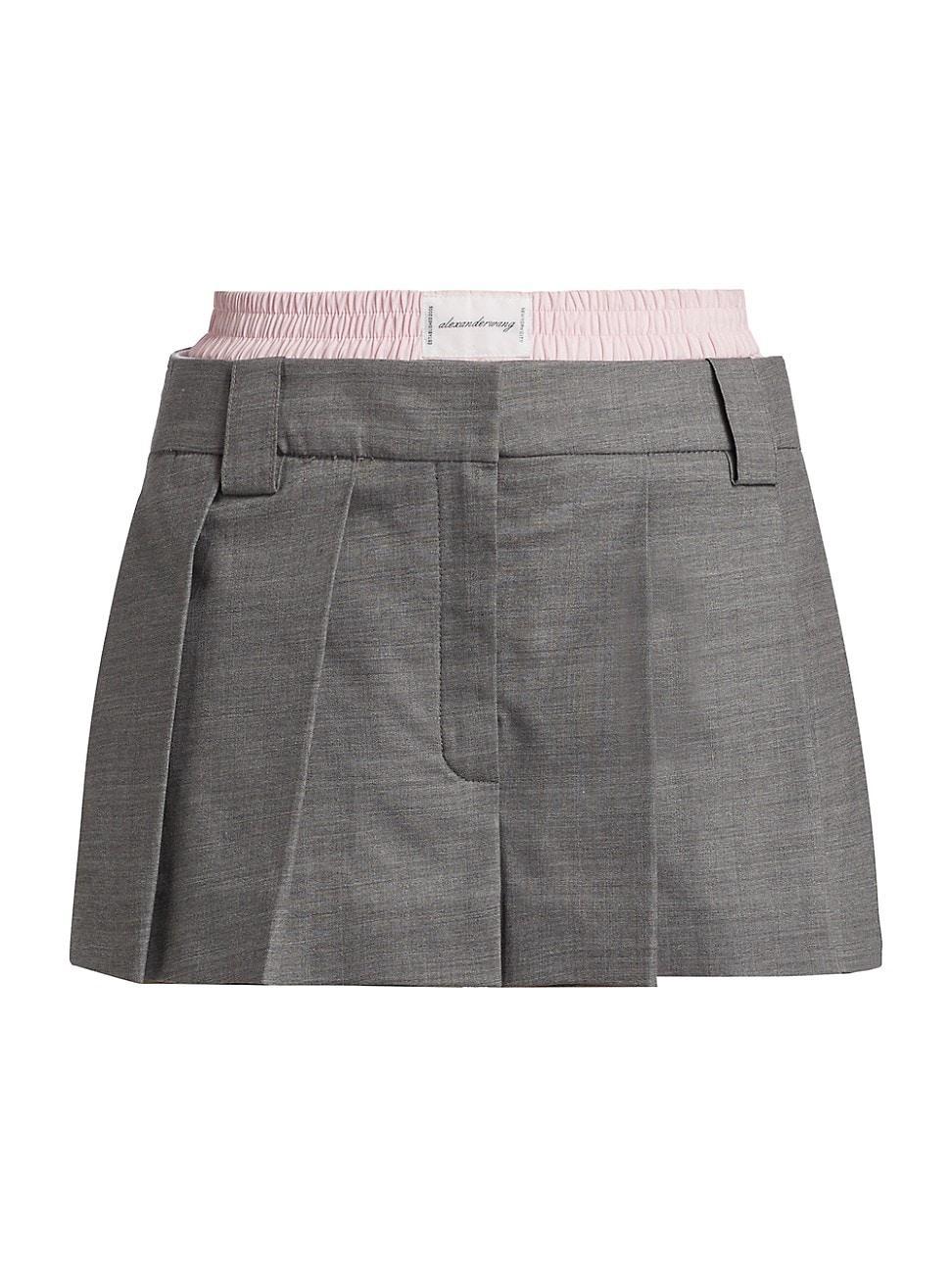 Womens Wool-Blend Pleated Boxer Skort product image