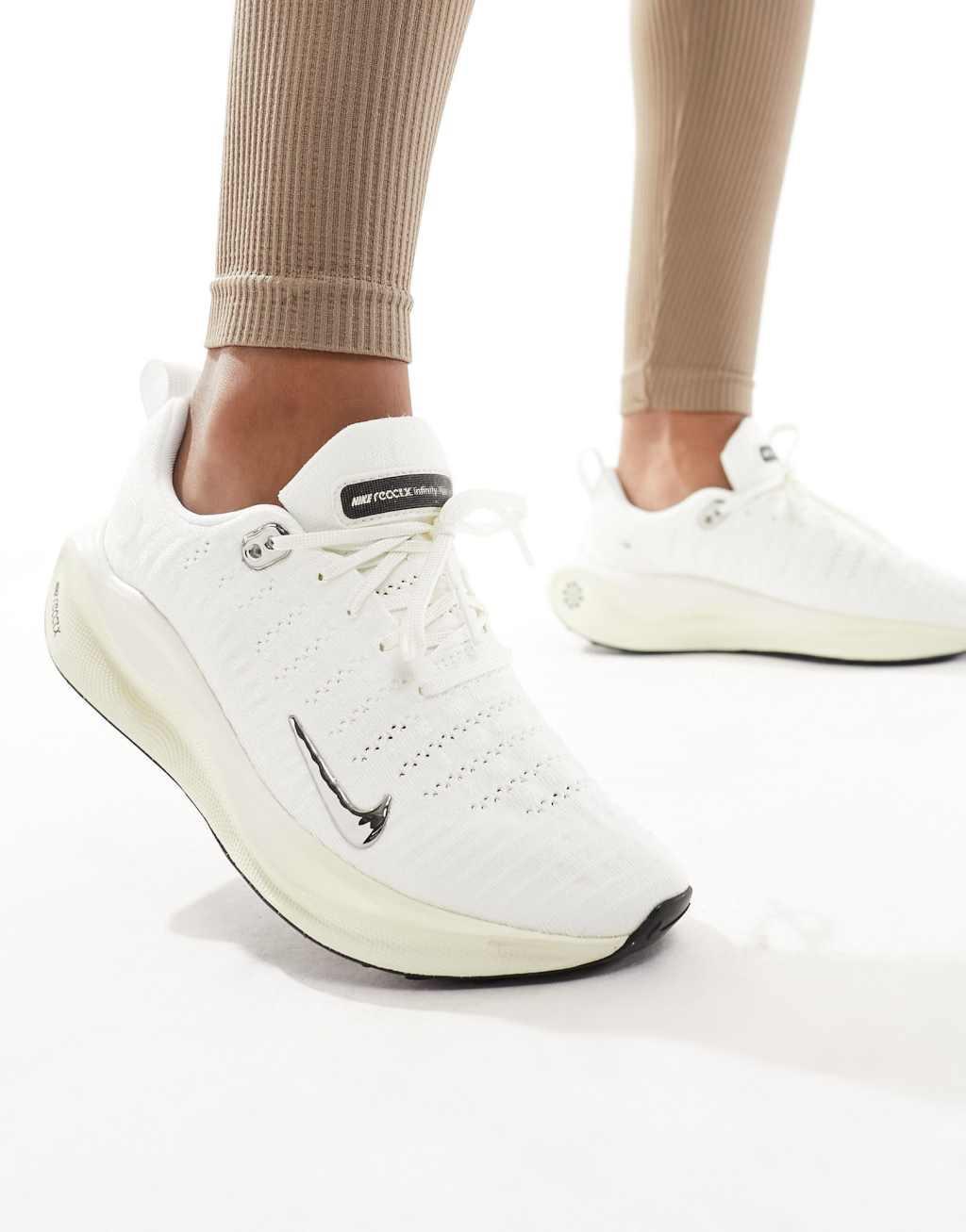 Nike Running React Infinity Run Flyknit sneakers in white Product Image