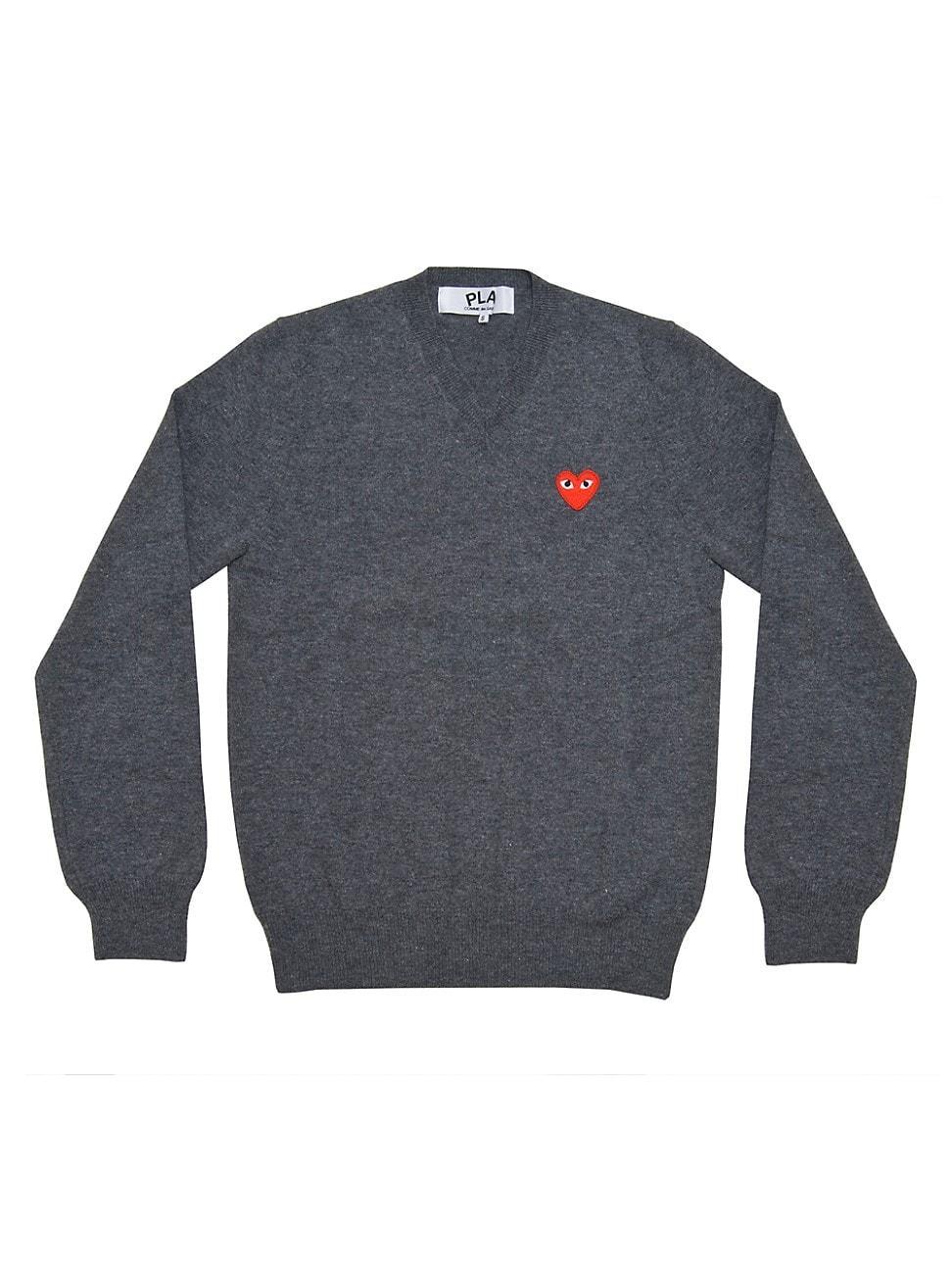 Womens Double Heart Play V-Neck Sweater Product Image