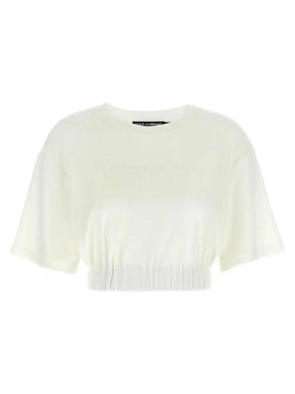 DOLCE & GABBANA Ivory Chenille T-shirt In White Product Image