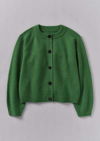 Eden Wool Cashmere Raglan Cardigan | Mineral Green Product Image