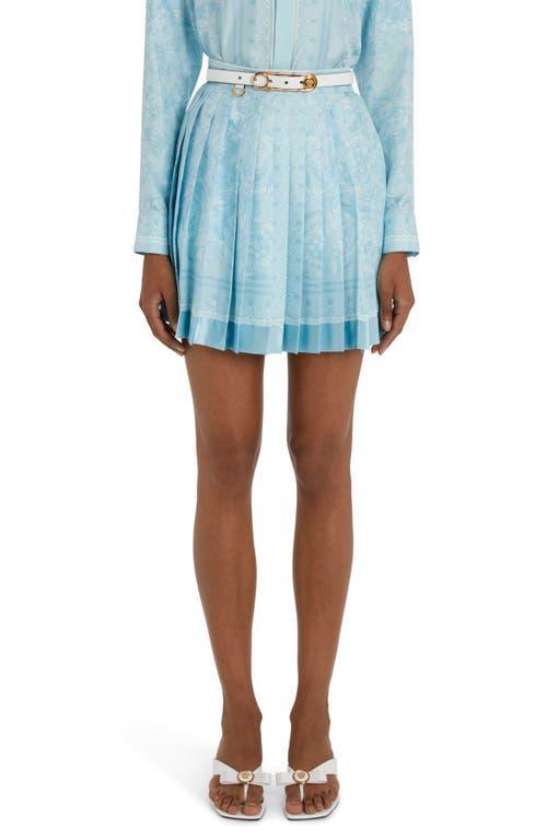 Versace Barocco Pleated Silk Miniskirt Product Image