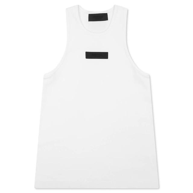 Essentials Kid's Ribbed Tank Top - White Male Product Image