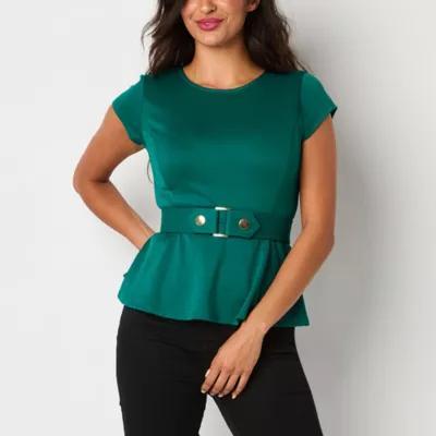 Bold Elements Womens Crew Neck Short Sleeve Peplum Top Product Image