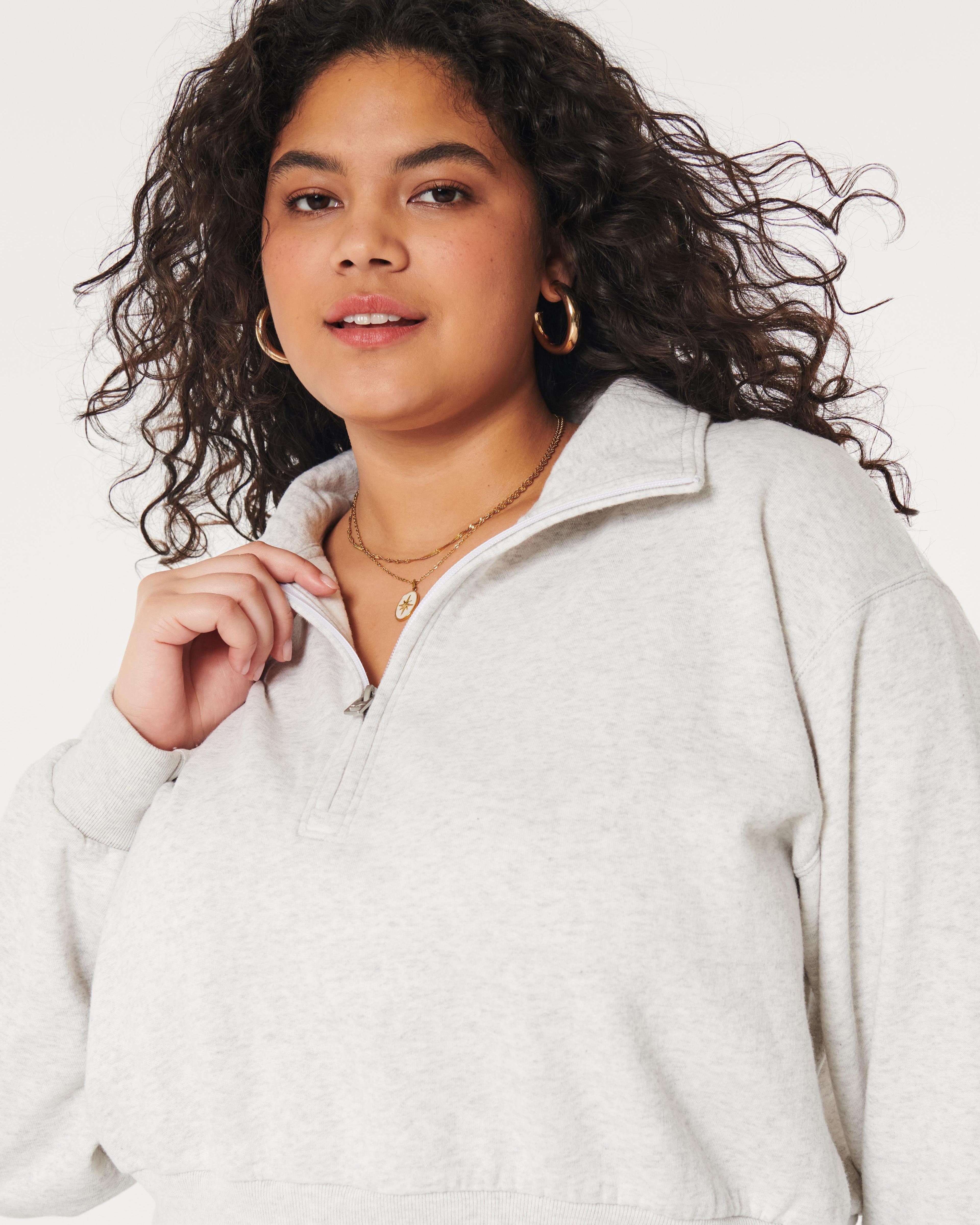 Hollister Feel Good Fleece Mini Half-Zip Sweatshirt Product Image