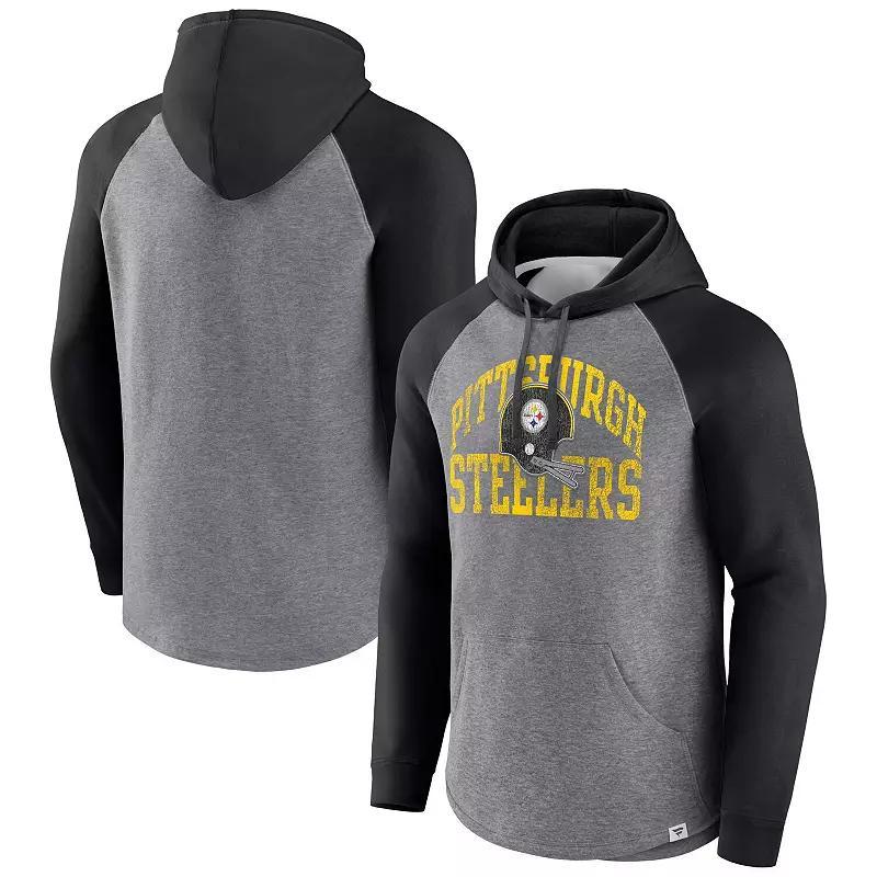 Mens Fanatics Branded Heather Gray Pittsburgh Steelers Favorite Arch Raglan Pullover Hoodie Product Image