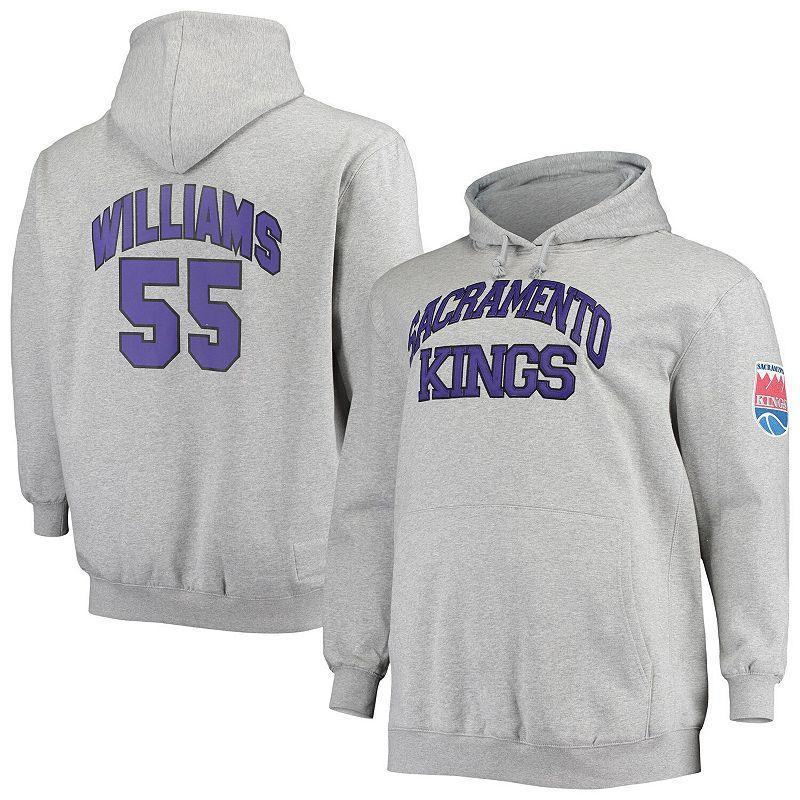 Mens Mitchell & Ness Jason Williams Heathered Gray Sacramento Kings Big & Tall Name & Number Pullover Hoodie Product Image