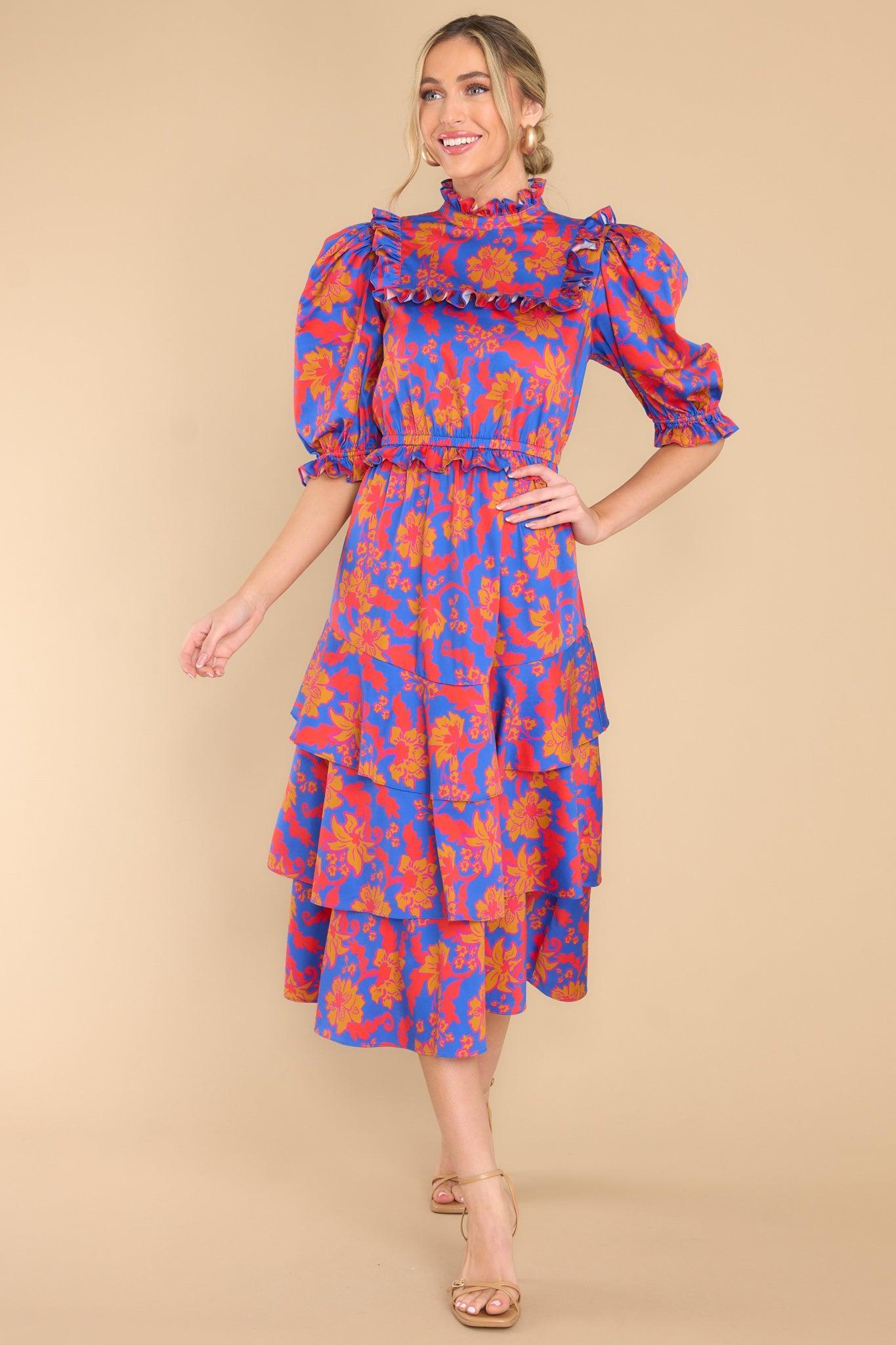 Sawyer Cobalt Tea Garden Dress Print Product Image