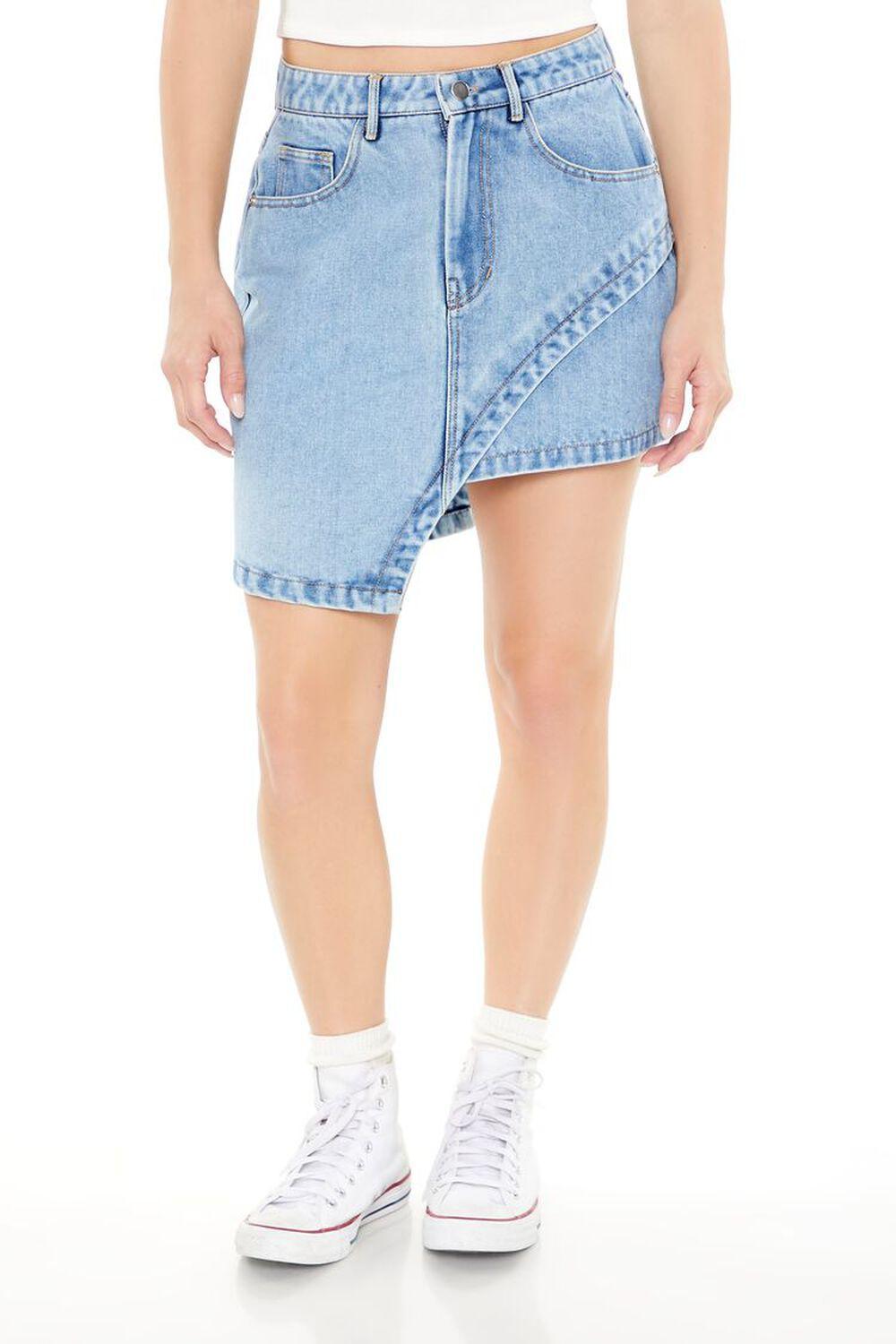 Asymmetrical Denim Mini Skirt | Forever 21 Product Image