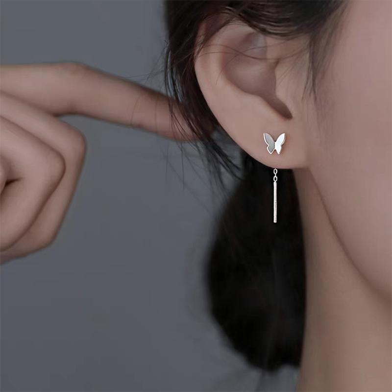 925 Sterling Silver Butterfly Threader Earring Product Image