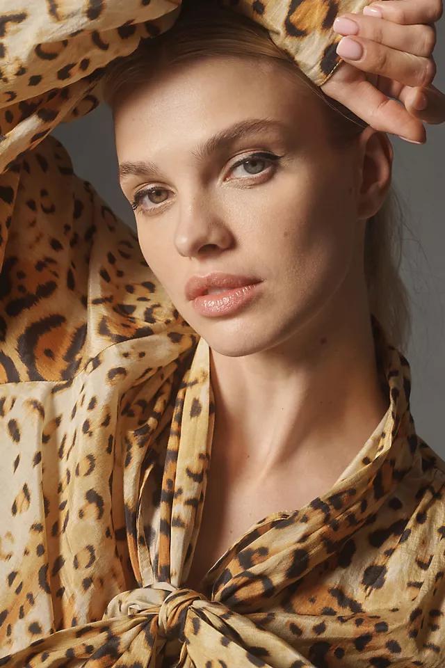 Let Me Be Animal Print Tie-Neck Blouse Product Image