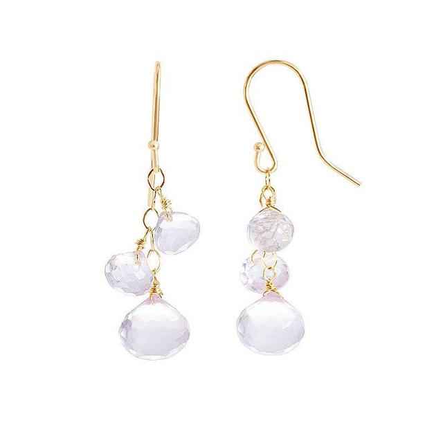 Jewelmak 14k Gold Rose Quartz Briolette Drop Earrings, Womens, Pink Product Image