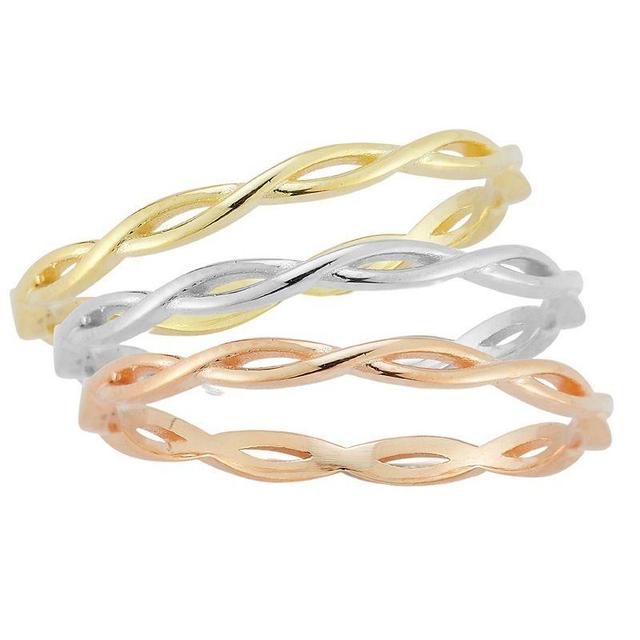 Sunkissed Sterling Tri Tone Infinity Twist Ring Set, Womens Product Image