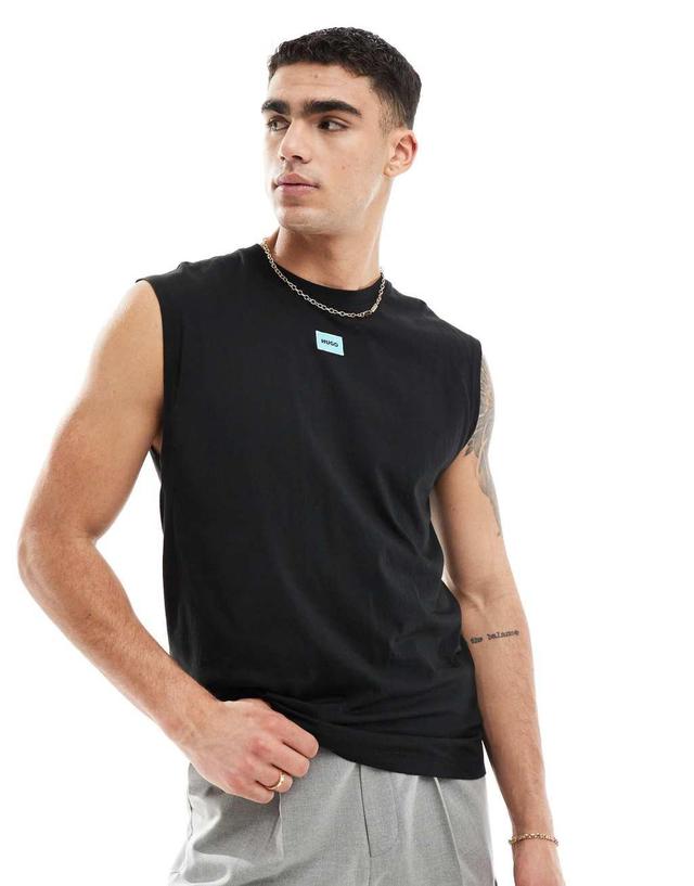 HUGO RED Dankto logo tank in black Product Image