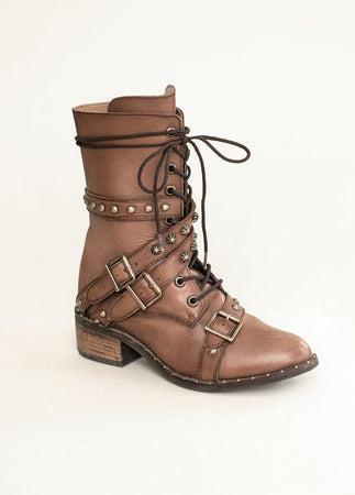Rowan Leather Combat Boot in Brown Product Image
