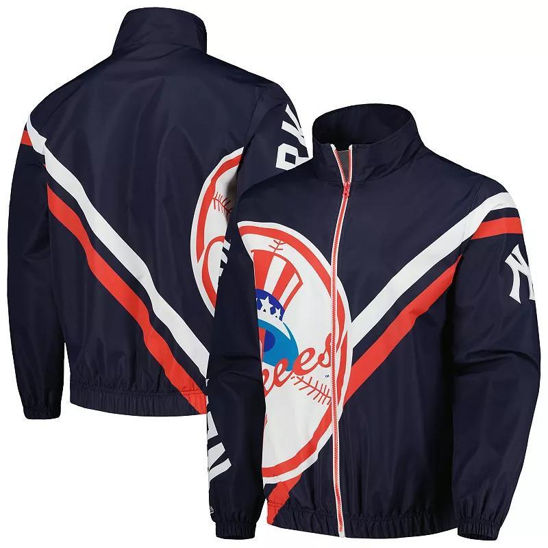 Mens Mitchell & Ness Navy New York Yankees Exploded Logo Warm Up Full-Zip Jacket Product Image