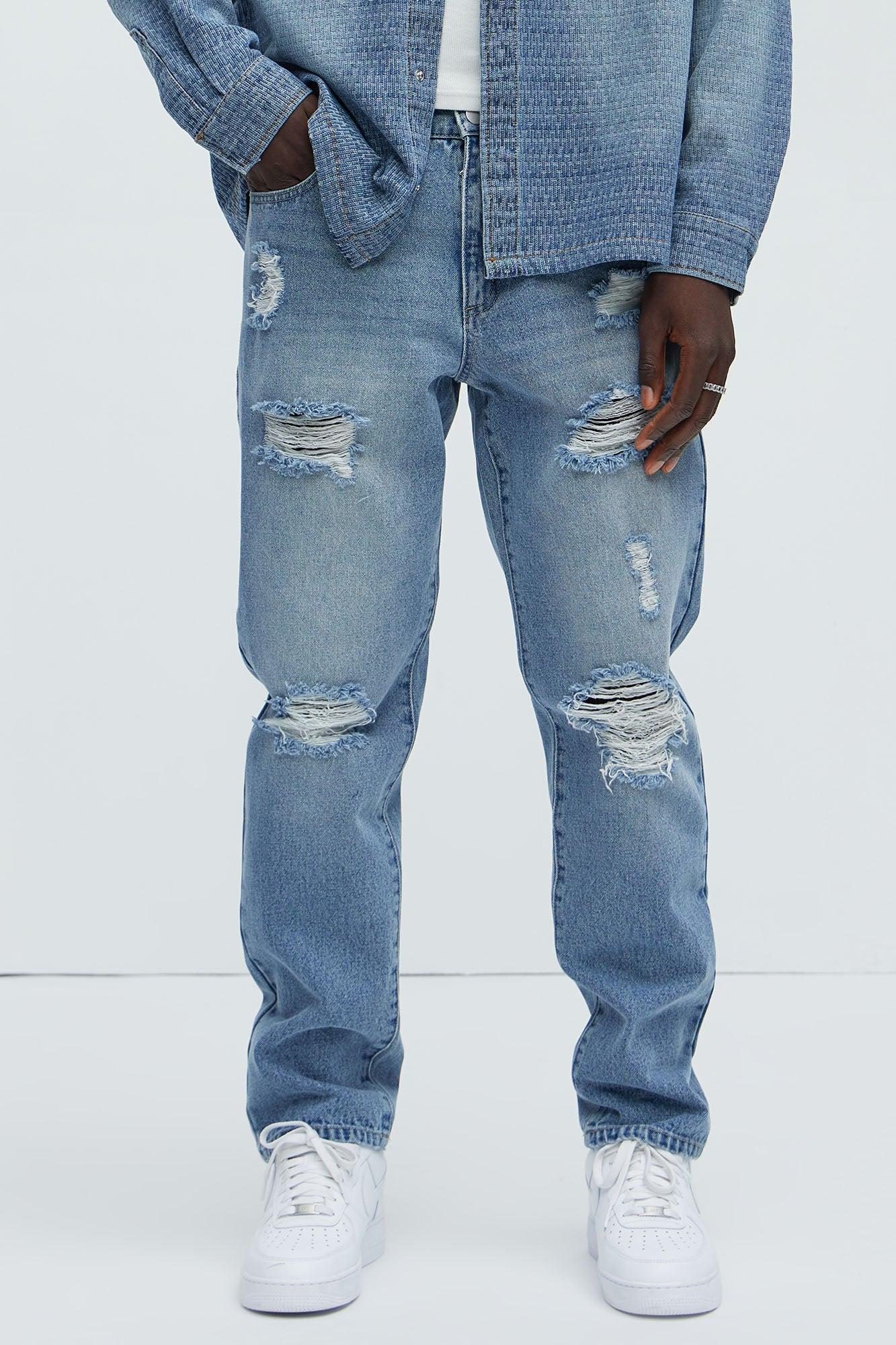 Peter Straight Distressed Jeans - Light Wash Product Image