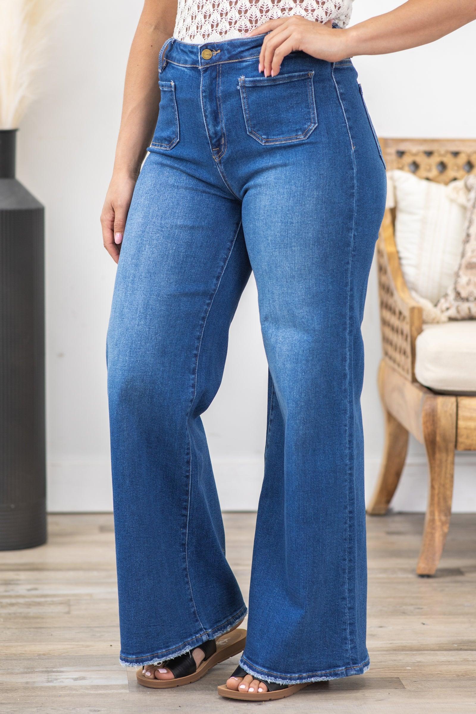 Mica Medium Wash Wide Leg Jeans Product Image