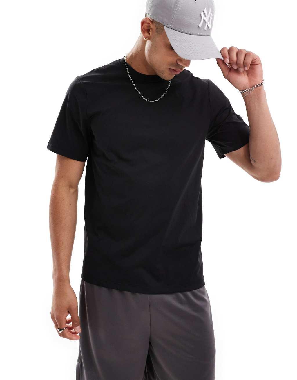 ASOS 4505 slim fit performance t-shirt with quick dry fabric in black Product Image